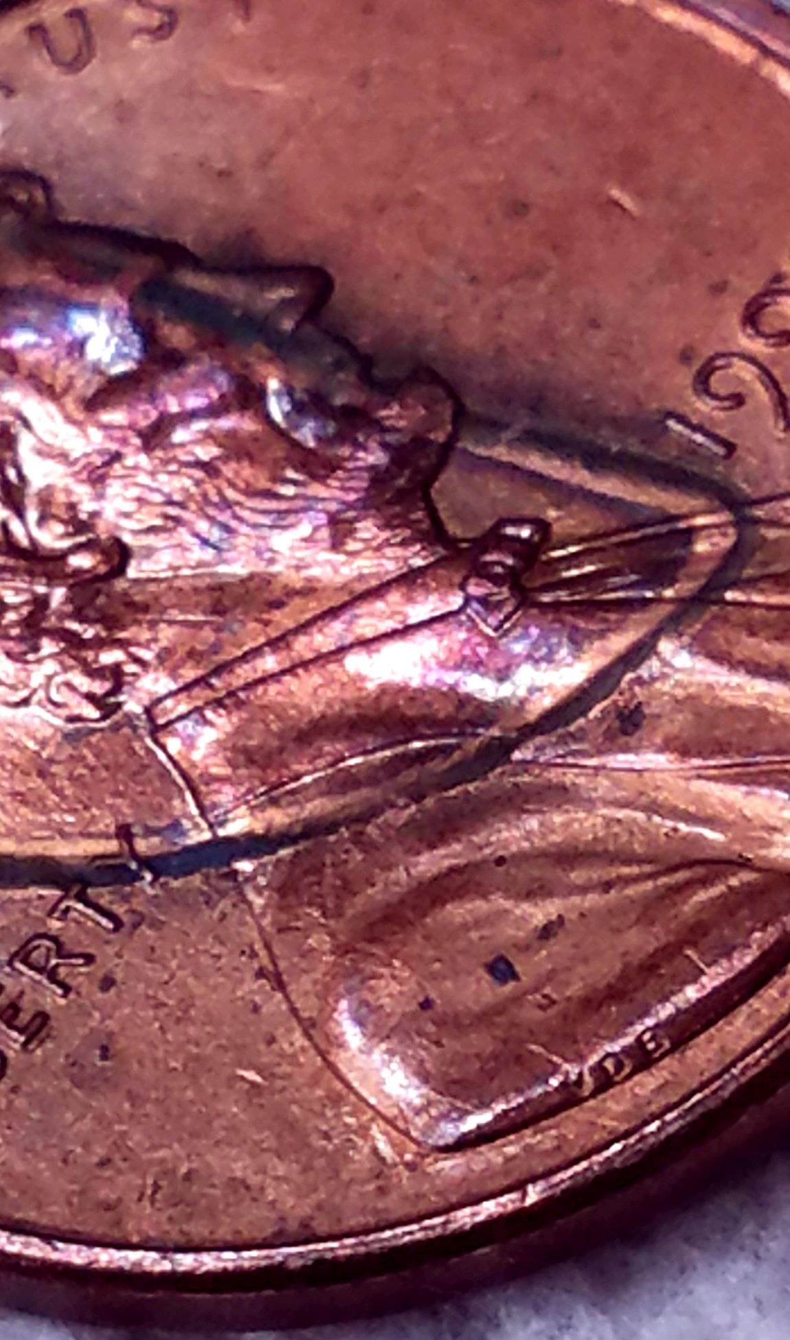 1993-P-Lincoln-Cent-Struck-Through-Metal-Half-Disc-Or-Metal-Clip?